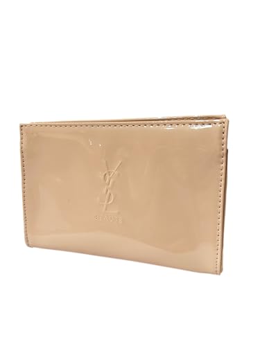 Yves Saint Laurent YSL Cosmetic Cream Patent Snap Pouch Makeup Bag YSL Fragrance Bag (7L X 4.5H X 2W) - SMALL