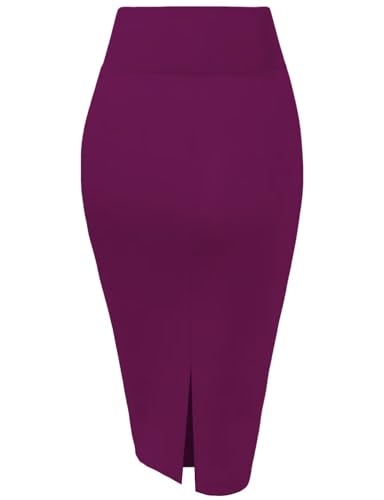 Image of Hybrid & Company Women's Premium Nylon Ponte Stretch High Waist Pencil Suit Skirt Below Knee