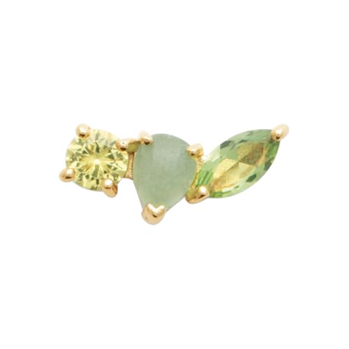 Boucle d'oreille puce aventurine verte en or pour femme