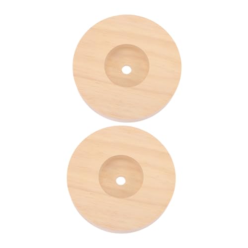 Garneck 2pcs Round Lamp Holder Base Nightlight Base Solid Wood Night Lamp Stand for Table