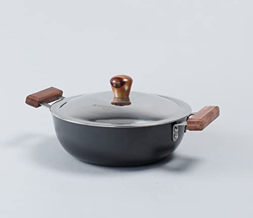 Image of Wonderchef Ebony Aluminium Hard Anodized Deep Kadhai /Kadai with Lid - 24 cm, 3 Litre | Ideal for Sauteeing Veggies, Dal and Curries | Black