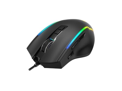 Image of AZOTH GM913 Wired Gaming Mouse, 9-Button RGB Optical Mouse with 12800 DPI, 13+1 Light Modes, A825 Sensor, 1000Hz Polling Rate, Macro Software Support, Braided Cable for PC Laptop Desktop Gaming Setup
