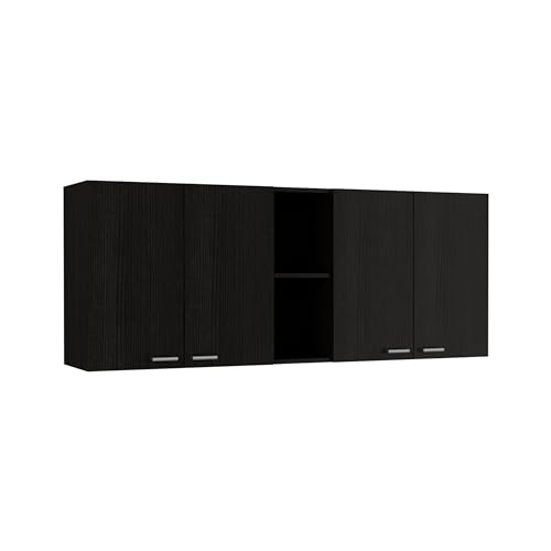 Tuhome Portofino 150 Wall Cabinet, Double Door, Two External Shelves, Two Interior Shelves -Black