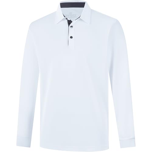 Image of Mens Golf Shirt Long Sleeve Moisture Wicking Dry Fit Performance Solid Pique Collared Golf Polo Shirts for Men