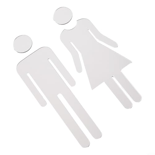 Letreros acrílicos para puerta de inodoro para hombre y mujer, complemento perfecto para cualquier instalación (plateado)