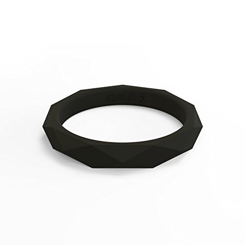 QALO Women's Rubber Silicone Ring, Stackable Geo Rubber Wedding Ring for Women, Breathable, Durable Engagement Silicone Band, 3.5mm Wide 2.5mm Thick, Multi Colors2