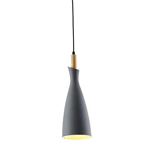 LIWEILD Lámpara de Techo, Lámparas Colgantes de Isla de Cocina Industrial Lámpara Colgante de Aluminio sobre Mesa Base E26 Altura Ajustable Acabado en Madera Lámpara de Techo for Restaurante(A)