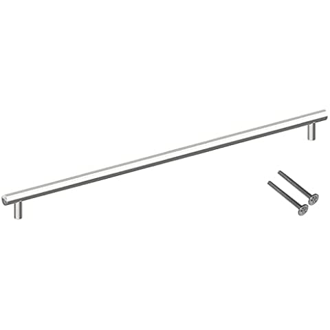 BigDean Möbelgriff Länge 368mm Bohrabstand 288mm - Küchengriff Edelstahl Chrom glänzend Cover