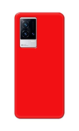 Image of Printed Hard Back Cover Case for Vivo IQOO 9 5G Back Cover (Plain Red) -1803