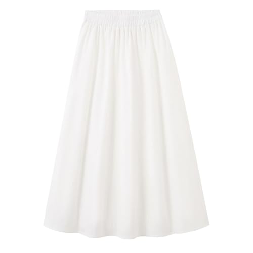 Women’S A-Line Midi Skirt Elastic High Waist Casual Non-Stretch Regular Fit Comfortable Everyday Wear4