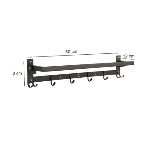 Image of iSTAR Stainless Steel 24 Inch Folding Towel Rack | Silver Towel Stand | Towel Rod | Shelf for Bathroom | Bathroom Accessories (Black, Pack of 1)