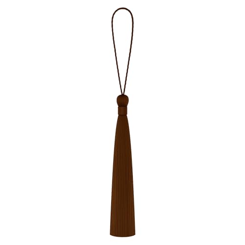 Image of Mandala Crafts Small Dark Brown Bookmark Tassels - 100 Bulk Silky Mini Craft Tassels with Loops for Bookmarks, Jewelry Making, Graduation Decorations, and Keychains