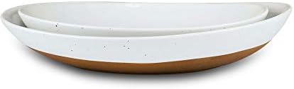 Mora Ceramic Large Serving Bowls- Set of 2 Oval Platters for Ente...