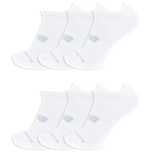 New Balance Unisex No Show 6 Pair Pack White Large