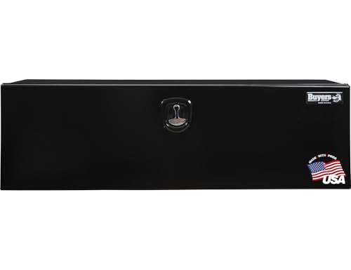 Image of Buyers Products 1706975 Pro Series Underbody Truck Box, 18x18x60 Inch, Gloss Black, 0.125 Inch Smooth Aluminum, 3-Point Locking Drop Door, Bolt-On Hinge, Weather Resistant, No Center Post, Made in USA