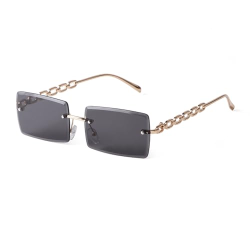 Lunettes de soleil rectangulaires sans monture pour femme et homme