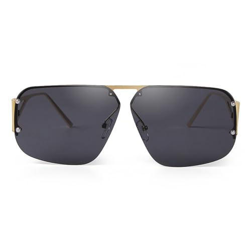 FALLTOYC-Gradient Oversized Sunglasses Women Men Metal Rimless Sun Glasses Female Shades UV4002