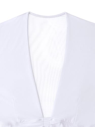 REORIA Women's Sexy Deep V Neck Long Sleeve Dress Mesh Sheer Ruched See Through Bodycon Maxi Long Dresses Brilliant White Medium — view 6