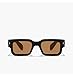 IKANOO Rectangle Sunglasses for Women Men Square Thick Frame Sunglasses Retro Fashion Chunky Eyewear Black Shades (Brown)