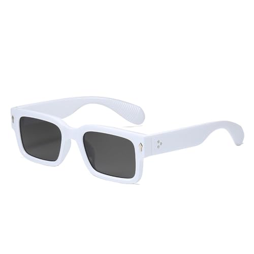 Lunettes de soleil carrées rétro vert thé pour femmes avec monture punk à rivets MUTYNE