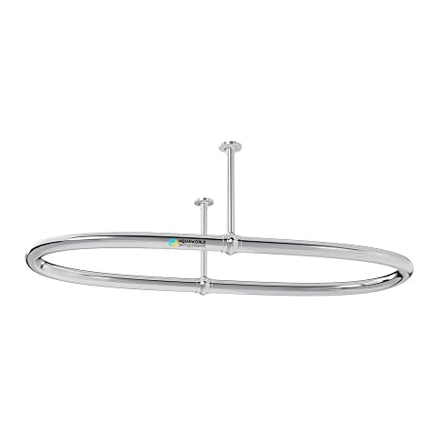 Aquaworld Oval Shower Curtain Rail - Ceiling Mounted Curtain Rail, Heavy Duty Construction, Shower Curtain Rod, Bathroom Decor, SIZE: 110 x 64 x 28 cm (Free Curtain Rings) Cover
