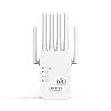 Répéteur WiFi 300Mbps, Routeur WiFi Extender, Amplificateur WiFi avec Antennes à Gain Amélioré & 2 Ports LAN Double Bande, Étendue Couverture 120㎡, Mode Répéteur/AP, Sécurité WPA/WPA2