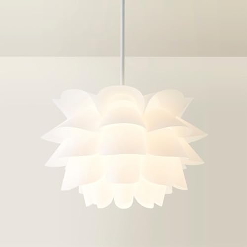 MiniSun | Modern Intricate Design White Ceiling Light Shade | Pendant Lights, Home Décor & Improvement Essential | 400mm Shade Width