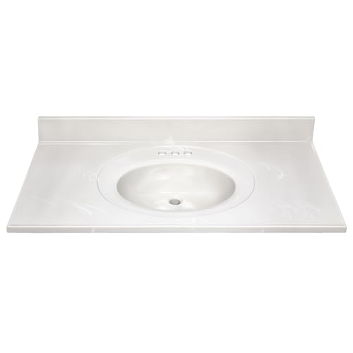 Image of 43 Inch Cultured Marble Vanity Top with Backsplash, Improved Package, Ivory - Design House, 586164