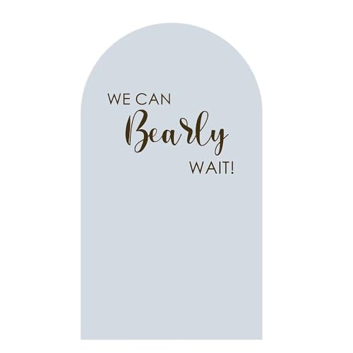 KONPON Light Blue Arch Backdrop Covers Baby Shower Party Decor We Can Bearly Wait Theme Arched Photography Background Stand Covers for Birthday Parties (2.6x6FT) by KONPON - Used condition - Image 2