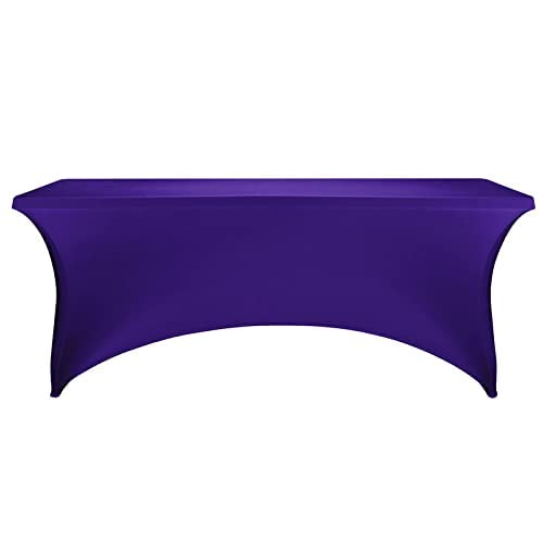 Image of FORLIFE 2Pack Spandex Table Covers,Fitted Tablecloth for Rectangular Tables, Stretch Patio Table Covers, Universal Spandex Table Cover for Wedding, Banquet, Party (6ft, Purple)
