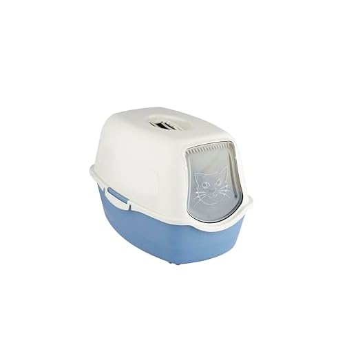 Rotho MyPet Eco Bailey Katzentoilette mit Deckel und Aktivkohlefilter, Kunststoff (PP recycelt), blau/weiss, (56.0 x 40.0 x 39.0 cm)