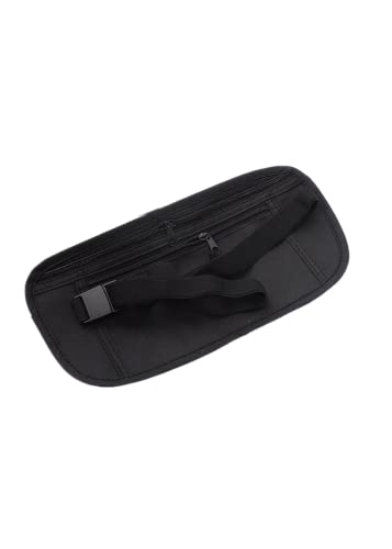 Travel Money Belt Hidden Wallet Passport Money Waist Belt Bag Slim Secret Security Travel Bag Chest Pack (Black)