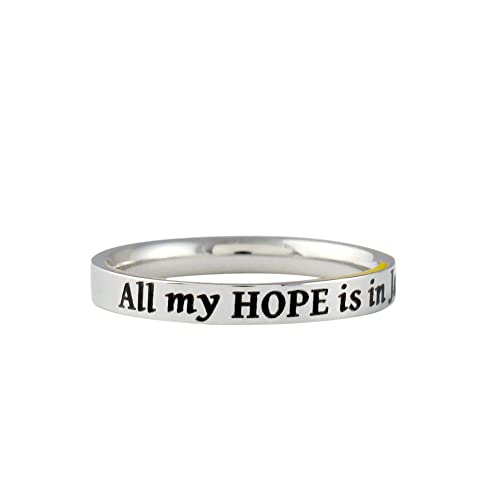 Love Statement Gifts All My Hope Is In Jesus - Stainless Steel Band Ring, Christian Religious Quote cover