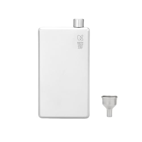 KEITH Titanium Hip Flask 6.76 OZ for Women Men, Squre Pocket Flask Whisky Alcohol Flask with Funnel Leakproof Fit for Camping Hiking Party and BBQ