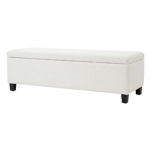 Christopher Knight Home Linfield Living Room Ottoman with Storage, Entryway Fabric Upholstered Storage Ottoman Bench, Rectangular Sofa Foot Stool, Bedroom End of Bed Bench, Shoe Organizer, White by Christopher Knight Home - Used condition - Image 6
