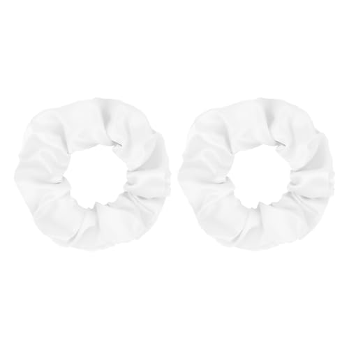 Satin Scrunchies 2 Pcs Hair Ties Scrunchies for Women Girls Hair Accessories Elastic Hair Ponytail Holder (White)