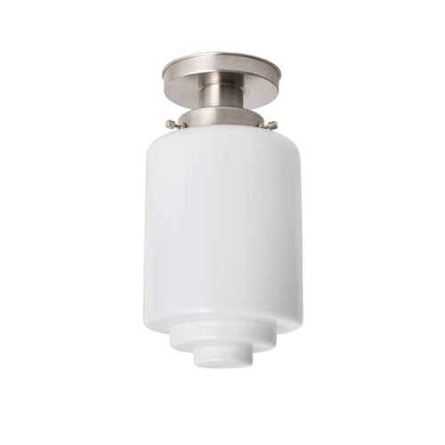 Plafonnier Stepped Cylinder en nickel mat, l'élégance Art Déco pour intérieurs raffinés