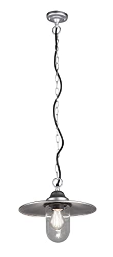 Trio Leuchten Außen Pendelleuchte Brenta 301760186, Aluminium Druckguss zinkfarbig, Glas klar, exkl. 1x E27