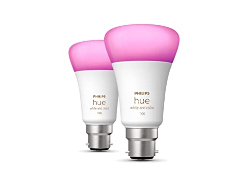 Philips Hue White and Colour Ambiance Smart Bulb Twin Pack B22 Ba...