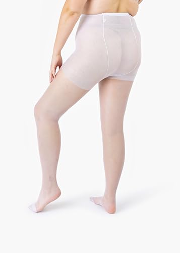 Image of Silky Toes Plus Size 20D Sheer Pantyhose for Women | 1-4 Pairs Durable Queen Tights with Reinforced Toe, High-Waist Stockings