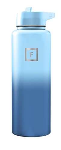 Image of IRON FLASK 40 oz Wide Mouth Water Bottle with Straw | Insulated Stainless Steel Sports Water Bottle with Leakproof Straw Lid - BPA Free, Cold 24 Hrs, Sweat Free (Blue Waves)