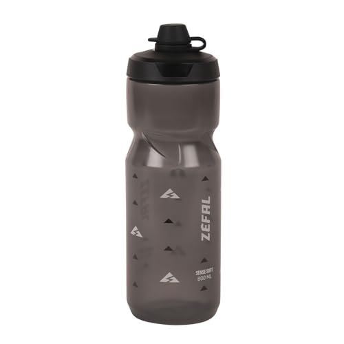 ZEFAL Sense Soft 80 No Mud Bidon Velo - Gourde VTT Avec Protection De La Tetine - Bidon Eau Sport Sans BPA - Noir Fume, 800ml