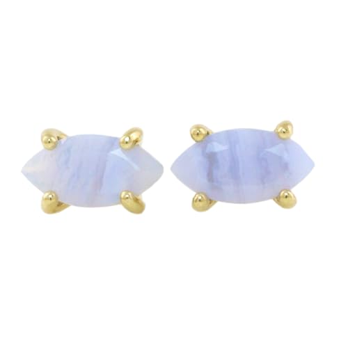 Boucles d'oreilles agate dentelle bleue hypoallergéniques pour oreilles sensibles