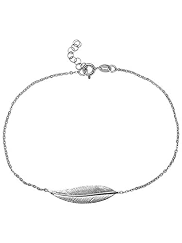 Chaîne/bracelet de cheville avec plume en argent sterling 925, de très grande taille : 22,9-25,4 cm, pour femmes 92087-9.