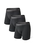 DAVID ARCHY Men's 3 Pack Soft Bamboo Fiber Boxer Briefs Breathable Pouch Underwear with No Fly (M, Black)