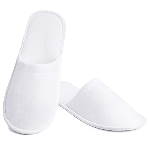 6 Pairs White Disposable Slippers Summer, Cotton Closed Toe Spa Slippers For Women And Men, Breathable Non-Slip Slippers For Hotel, Guests, Travel #TOP13