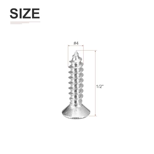 Image of DTGN 200Pcs #4x1 /2 inch Flat Head Wood Screws, 304 Stainless Steel Phillips Self Tapping Screws - Good for Woodworking, Furniture - Silver