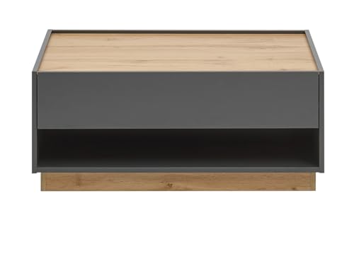 Furn.Design Couchtisch Beistelltisch in grau matt und Eiche Wotan Holz Wohnzimmertisch Kaffeetisch mit Schubkasten und Stauraum 90 x 60 cm Center Furn.Design Couchtisch Beistelltisch in grau matt und Eiche Wotan Holz Wohnzimmertisch Kaffeetisch mit Schubkasten und Stauraum 90 x 60 cm Center
