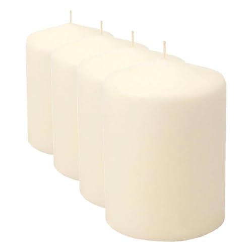 Image of Stonebriar 35 Hour Long Burning Unscented Pillar Candles,3x4,Ivory,(Pack of 4)
