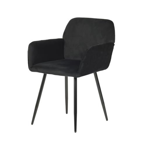 EGGREE Esszimmerstühle 1er Set Samt Stühle mit Armlehnen Gepolsterte Küchenstühle Moderner Design, Hochwertige Stühle für Esszimmer Wohnzimmer mit Stabilen Metallbeinen Tragkraft 150 kg, Schwarz